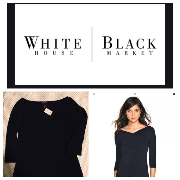 WHBM ponte top blouse crossover stretch SZ S NWT - Picture 1 of 7